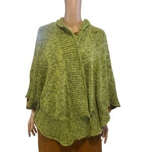 Soft Surroundings Size S/M Chiang Mai Knit Button Lagenlook Green Cardigan Cape